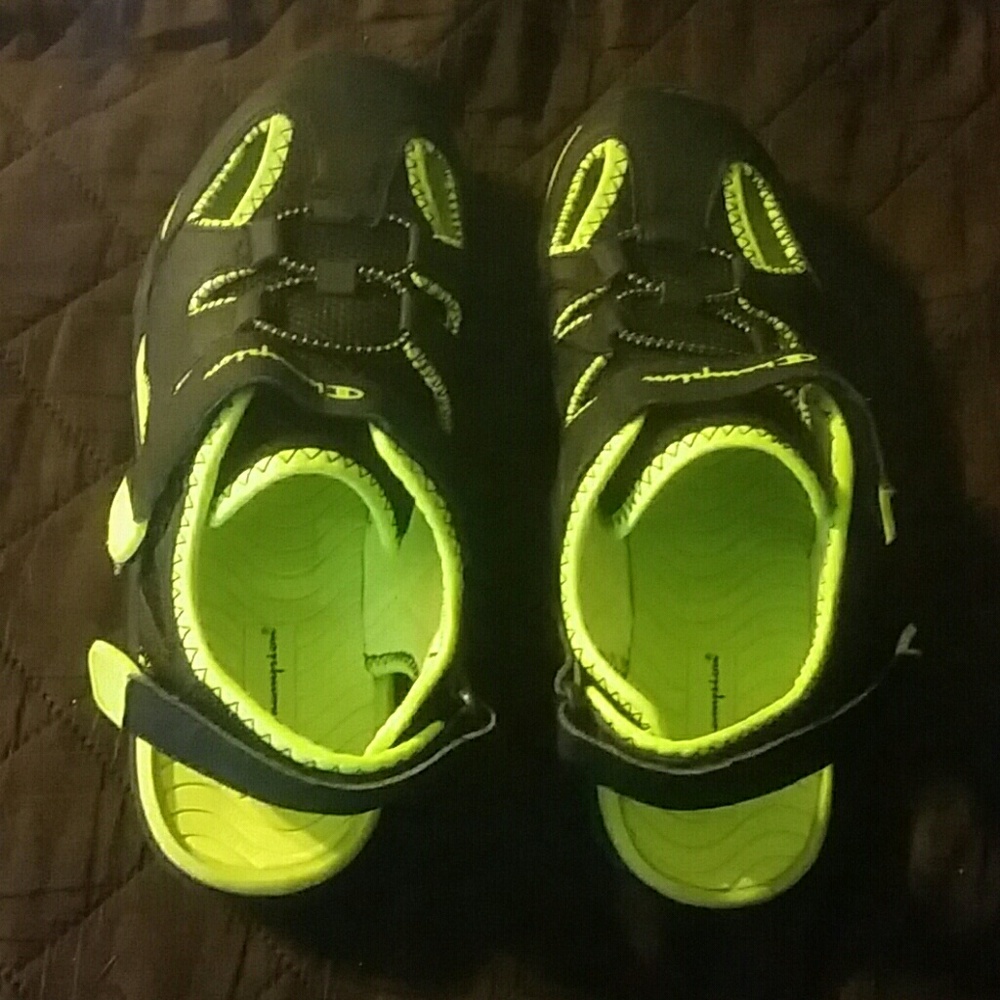 Champion boy's sandals black and neon green